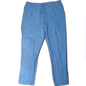 H&M Light‎ Blue Pull On Drawstring Waist Straight Leg 100% Linen Pants Size XL